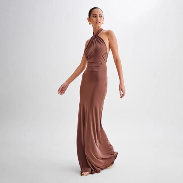 Ins Bodycon Halter Dress Sexy Backless Slim Fit Waist Slimming Maxi Dresses Prom Party Club Clothing For Women - Image 2