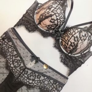 Sexy Stereotype Cup Upper Thin and Lower Thick Embroidered Underwear Suit