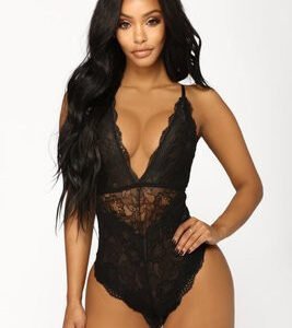 Erotic Lingerie Sexy Black Lace Up Women's One Piece Underwear