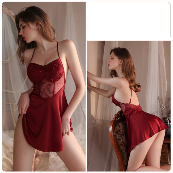 Women's Fashion Simple Lace Halter Dress Lace Up Tunic Set - Image 7