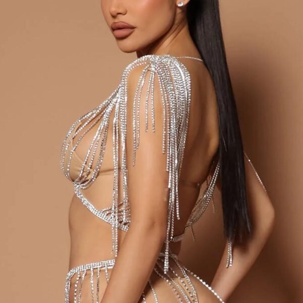 New Layered Rhinestone Bra Body Chain Women - Image 3