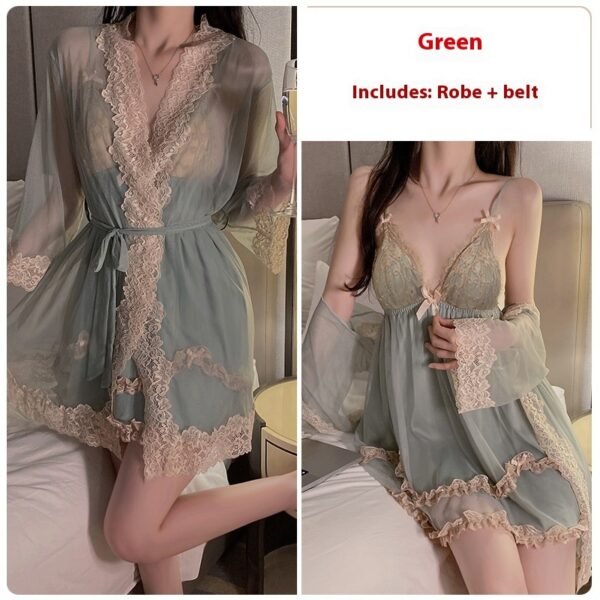 Pure Want To Gather And Chest Pad Nightdress Outerwear Gown Suit - Image 3