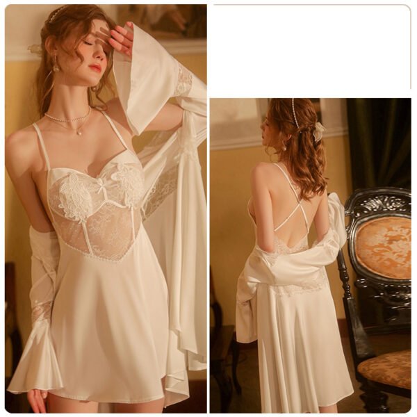 Women's Fashion Simple Lace Halter Dress Lace Up Tunic Set - Image 4