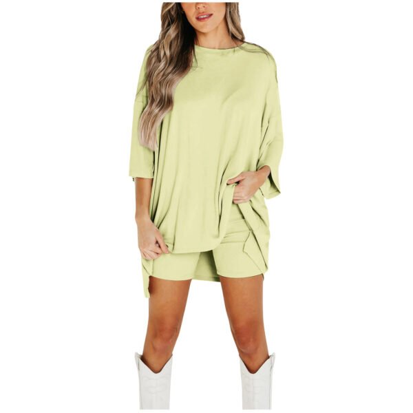 Summer Shorts Suit Fashion Loose Short-sleeved T-shirt And Slim Tight Pants Women's Clothing - Image 2