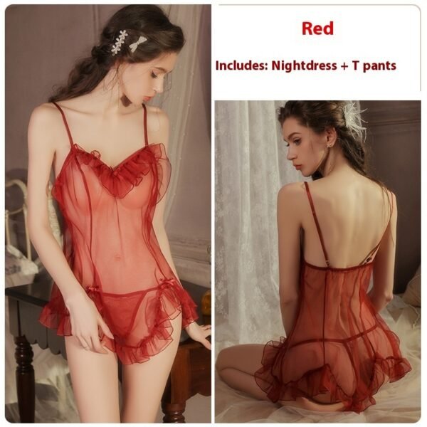 Mesh Lace Sexy Hot Low-cut Plus Size Suspender Skirt Women's Suit - Image 4