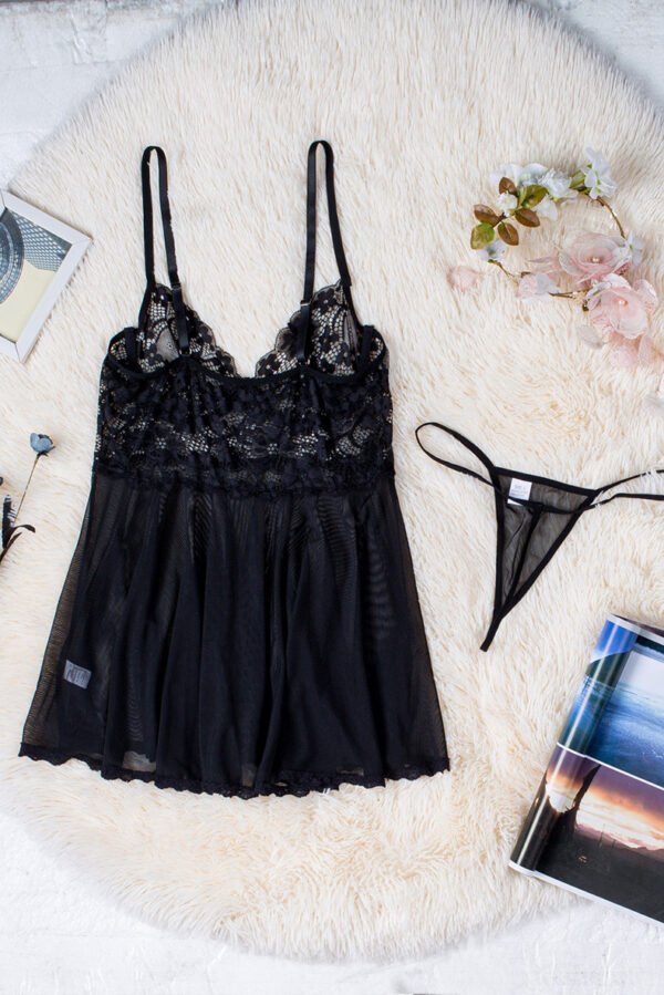 European And American Valentine's Day Lace Mesh Seduction Braces Dress - Image 9