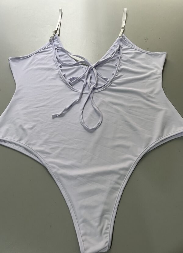 Summer Bikini Backless String Large Size Sexy Solid Color Triangle One-piece Swimsuit Womens Clothing - Image 4