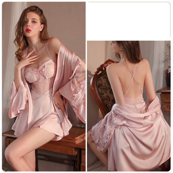 Women's Fashion Simple Lace Halter Dress Lace Up Tunic Set - Image 9
