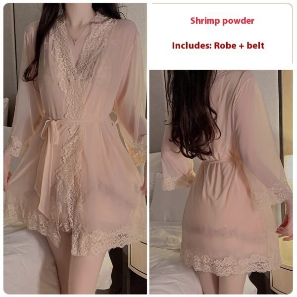 Pure Want To Gather And Chest Pad Nightdress Outerwear Gown Suit - Image 5