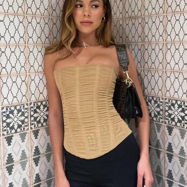 Skinny Sleeveless Tube Top Women Summer New Mesh Crop Corset Tank Party Streetwear Chest - Image 7