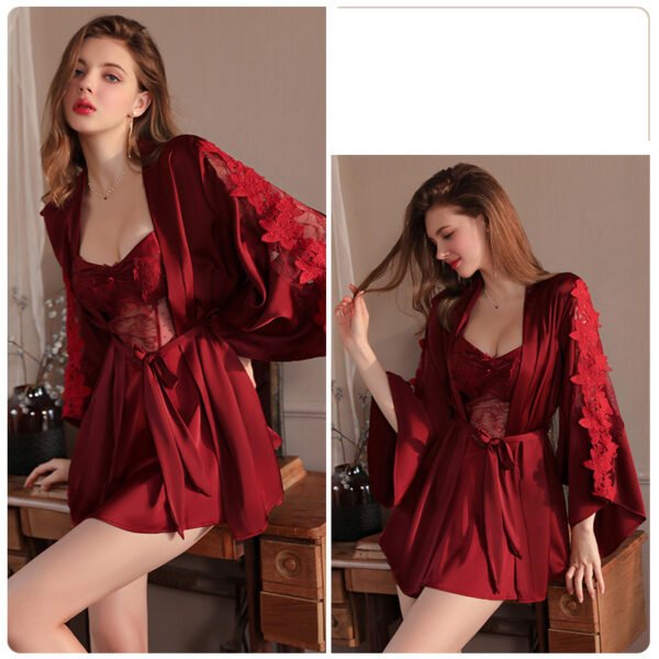 Women's Fashion Simple Lace Halter Dress Lace Up Tunic Set - Image 10