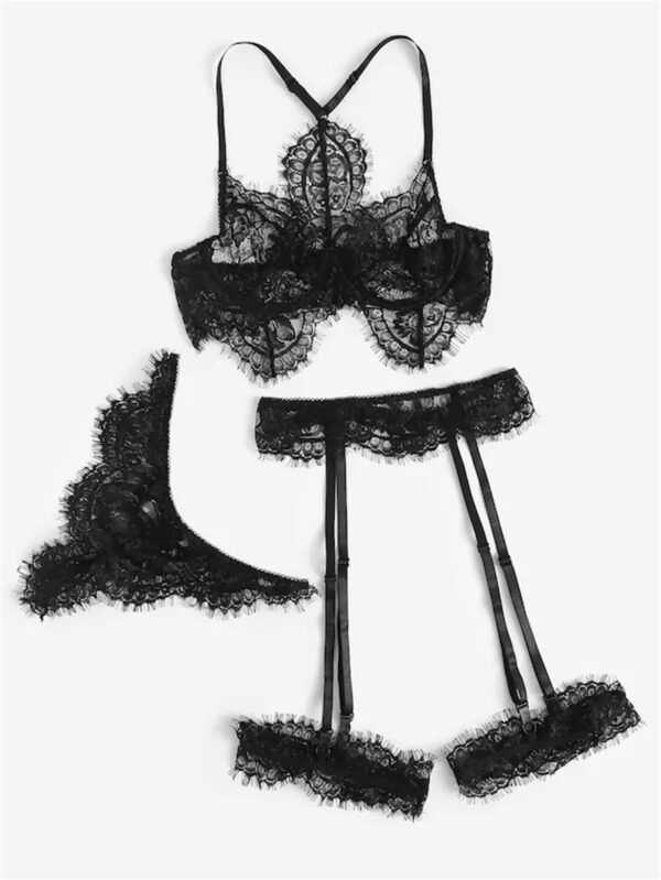Women's Lace Sling Three-point Garter Panty Set - Image 4