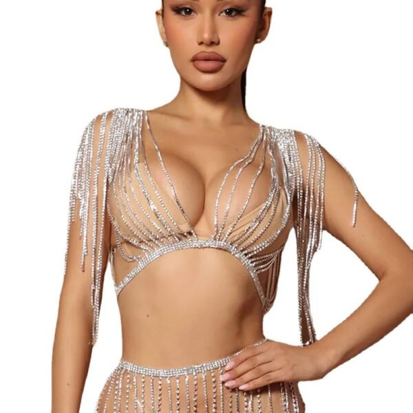 New Layered Rhinestone Bra Body Chain Women - Image 4