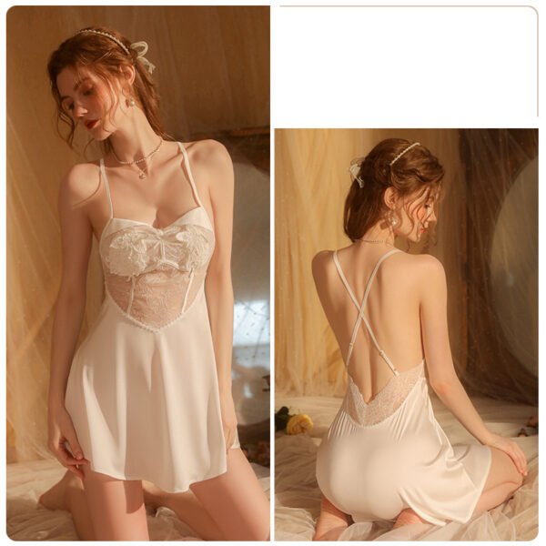 Women's Fashion Simple Lace Halter Dress Lace Up Tunic Set - Image 6