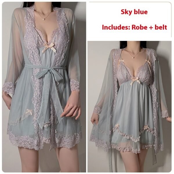 Pure Want To Gather And Chest Pad Nightdress Outerwear Gown Suit - Image 2